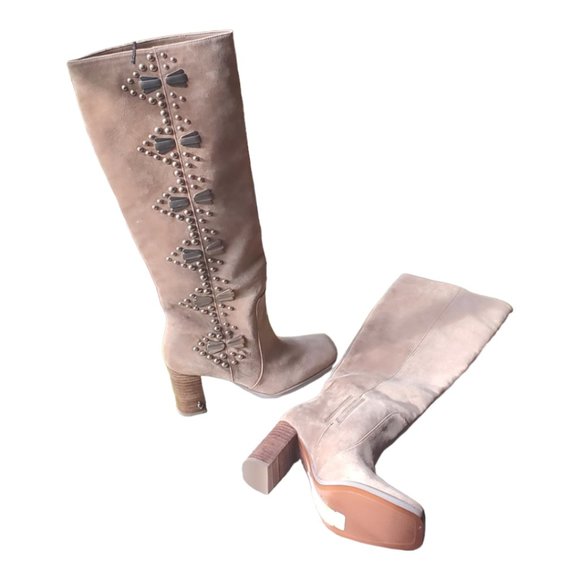 SAM EDELMAN, SUEDE KNEE HIGH, BEIGE, BOOTS, SIZE 6.5 NWT ORGINALLY 300.00 NO BOX - Picture 4 of 6